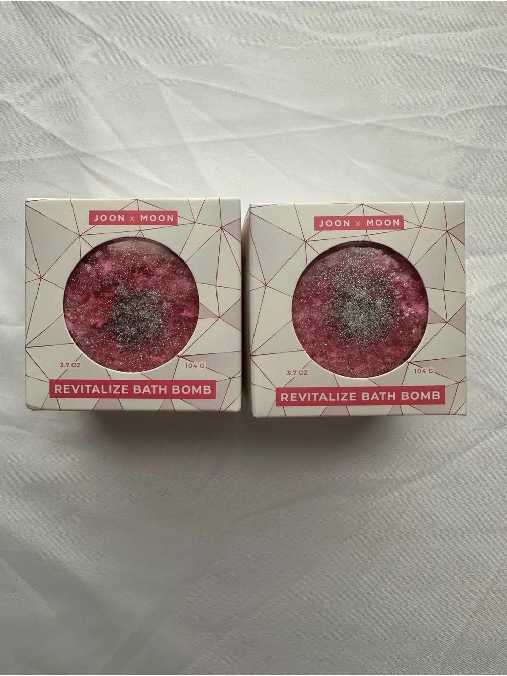 Joon x Moon Revitalize Geode Bath Bomb Set of 2 Pink Glitter Sea Salt 3.7 oz NIB